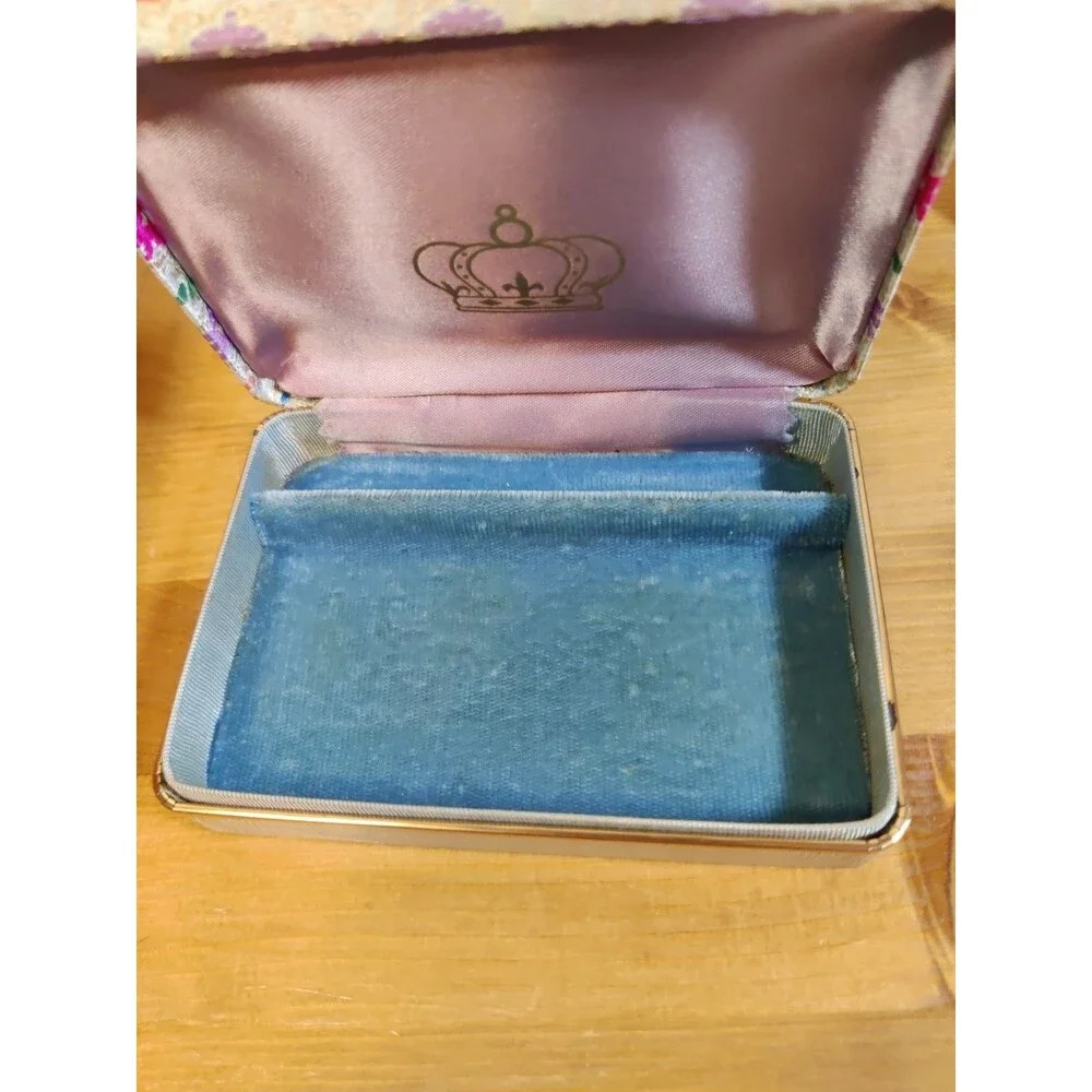 Vintage Hinged Jewelry Box With Floral Pattern ~5.5x3.5